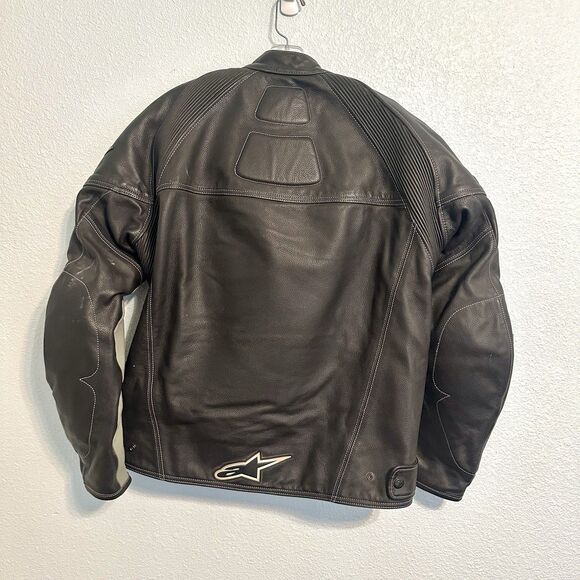 ALPINESTARS Motorcycle US Size 46 Leather Protective Armored Jacket Coat - Picture 3 of 12
